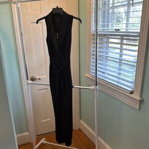 Elegant Black Tuxedo Sleeveless Jumpsuit